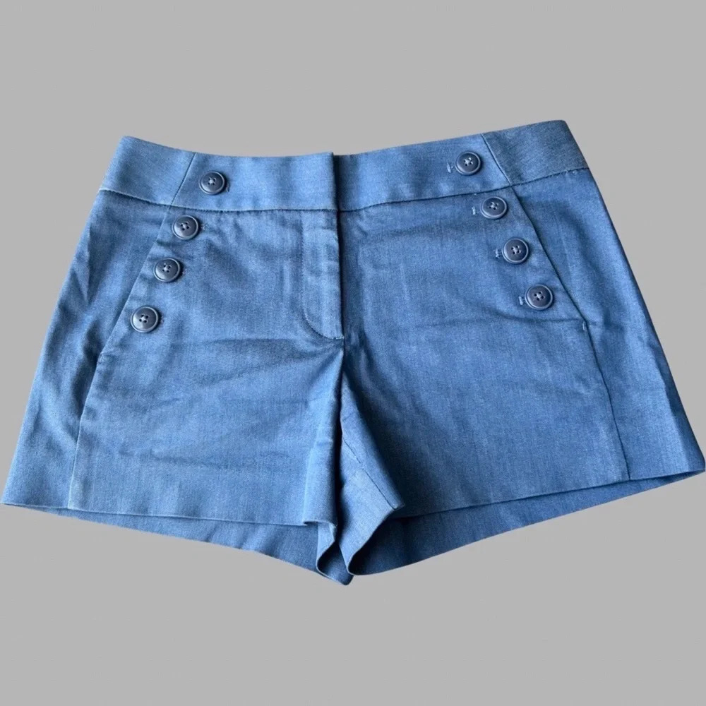 Ann Taylor Flat Front Blue  Stretch Shorts